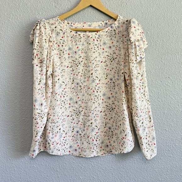 Rebecca Taylor Silk Vivianna Tie Pullover Blouse Floral Print Size 4 EUC - Picture 2 of 6